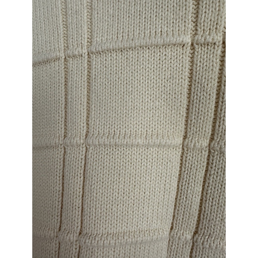 Vintage 90s IZOD 100% Cotton Sweater Knit Casual Pastel Yellow Golf Size Large - Picture 8 of 12